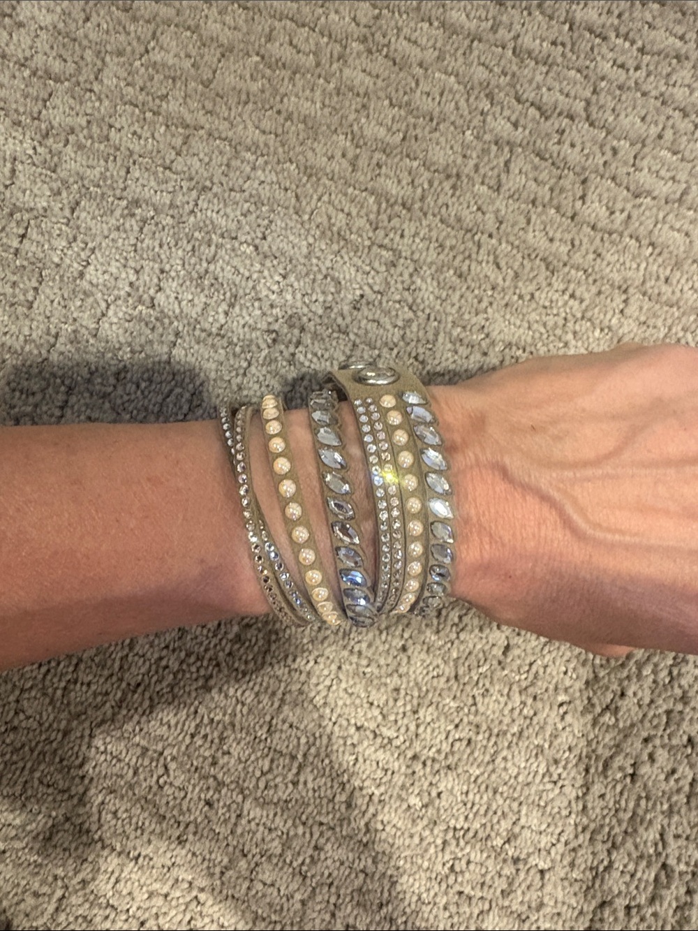 Swarovski Learher beaded adjustable bracelet